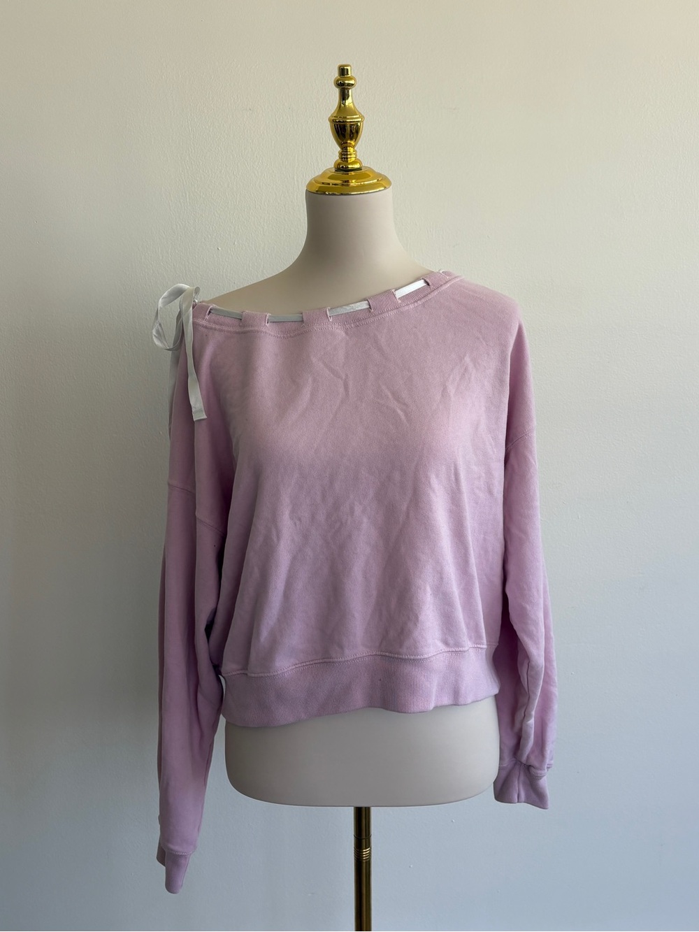 Hollister pink off the shoulder bow tie sweatshirt